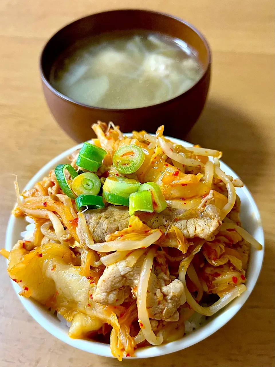 Snapdishの料理写真:豚もやしキムチ飯|deekay71さん