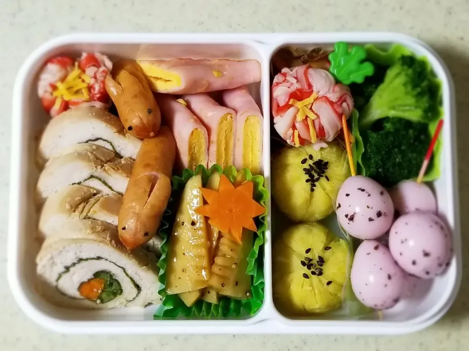 うさぎとお出かけ息子の秋弁当🍁|ぱんだのままんさん