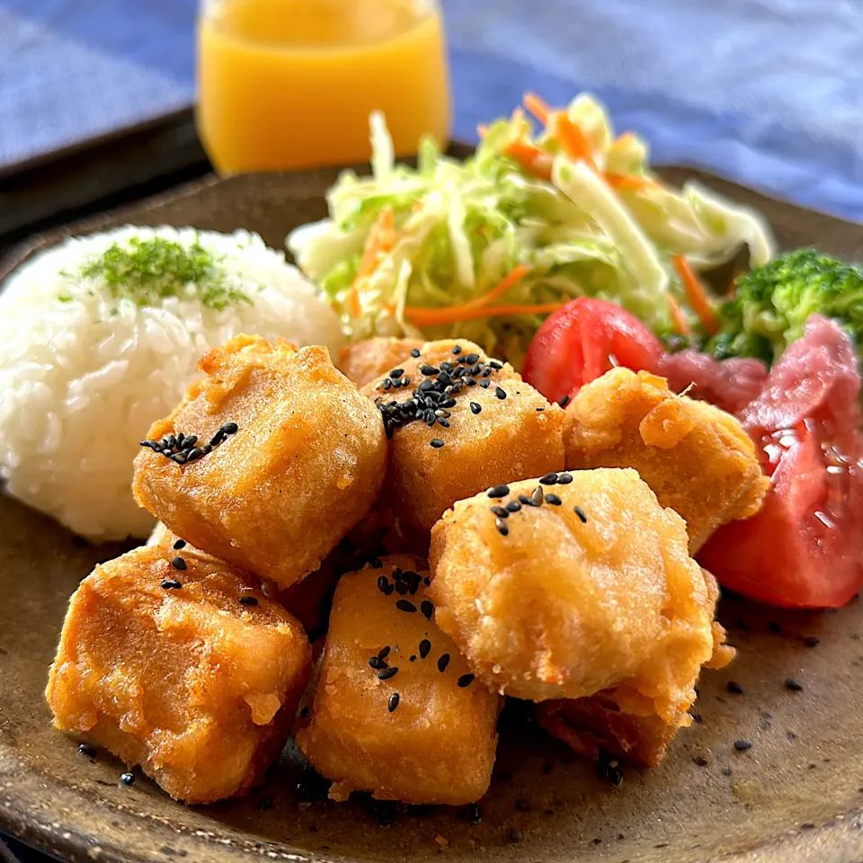 実は鶏唐揚げより好きです。高野豆腐の唐揚げ|くまちゃんさん