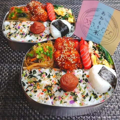 「青天の霹靂」を使ってみたSnapdishの料理・レシピ写真:母とムスコのラブラブおソロ♪青天の霹靂でチンからヤンニョム弁当