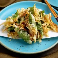 大葉でクルッと　もやしのかき揚げ風