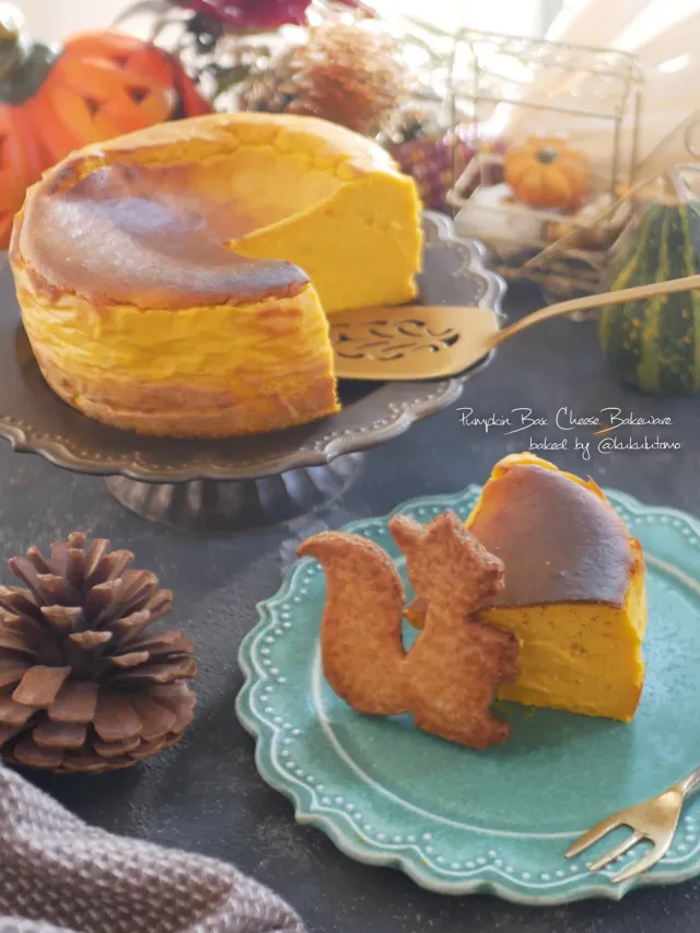 Snapdishの料理・レシピ写真:Halloween sweets                                           かぼちゃのバクスチーズケーキ｜かぼちゃでおやつ作ってみたよ〜♪