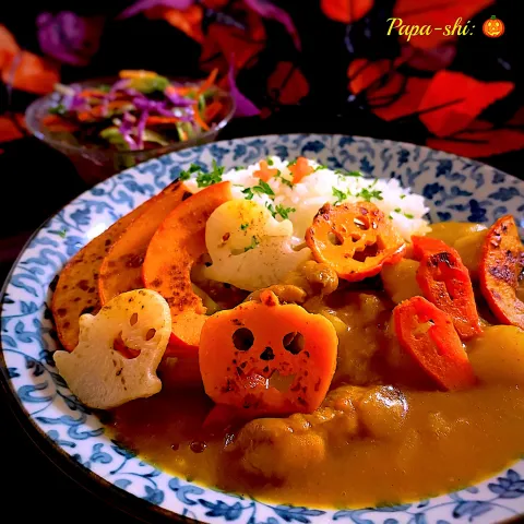 「やさしい味わいのガラスープ」を使ってみたSnapdishの料理・レシピ写真:🎃🍛ハロウィン👻カレーライス🍛🎃