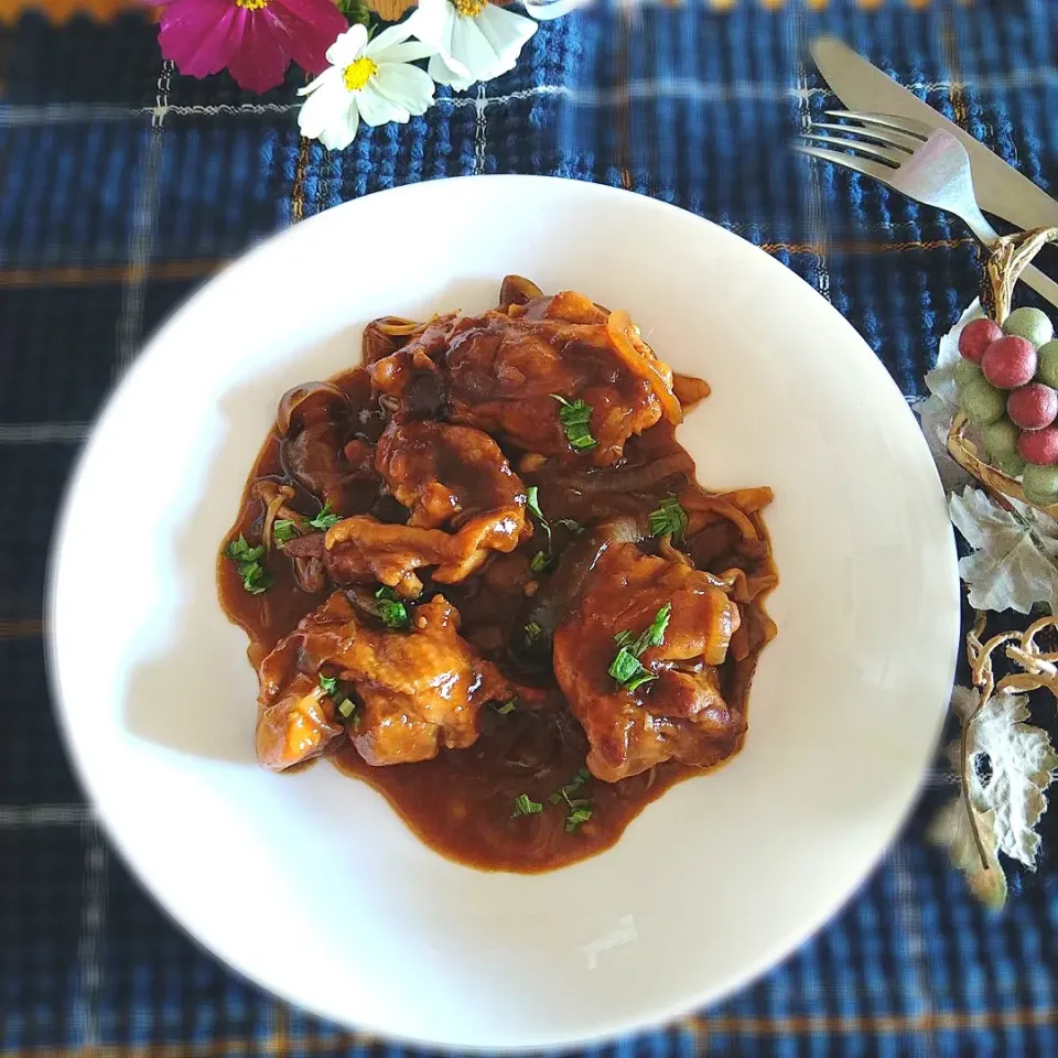 からあげビールさんの料理 簡単めちゃウマ♪塩糀パウダーでお肉やわらかデミグラスチキン|とまと🍅さん