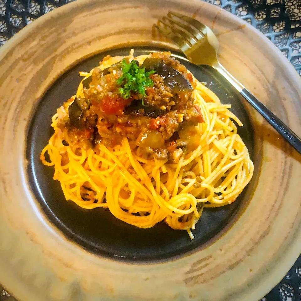 ユミさんの料理 万能味茄子ミートパスタ🍝|ユミさん