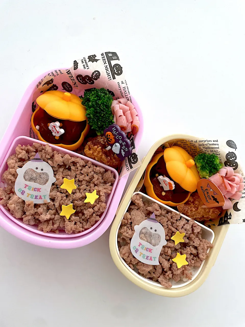 子供弁当🍱ハロウィンそぼろご飯|mari＊yuakitoさん