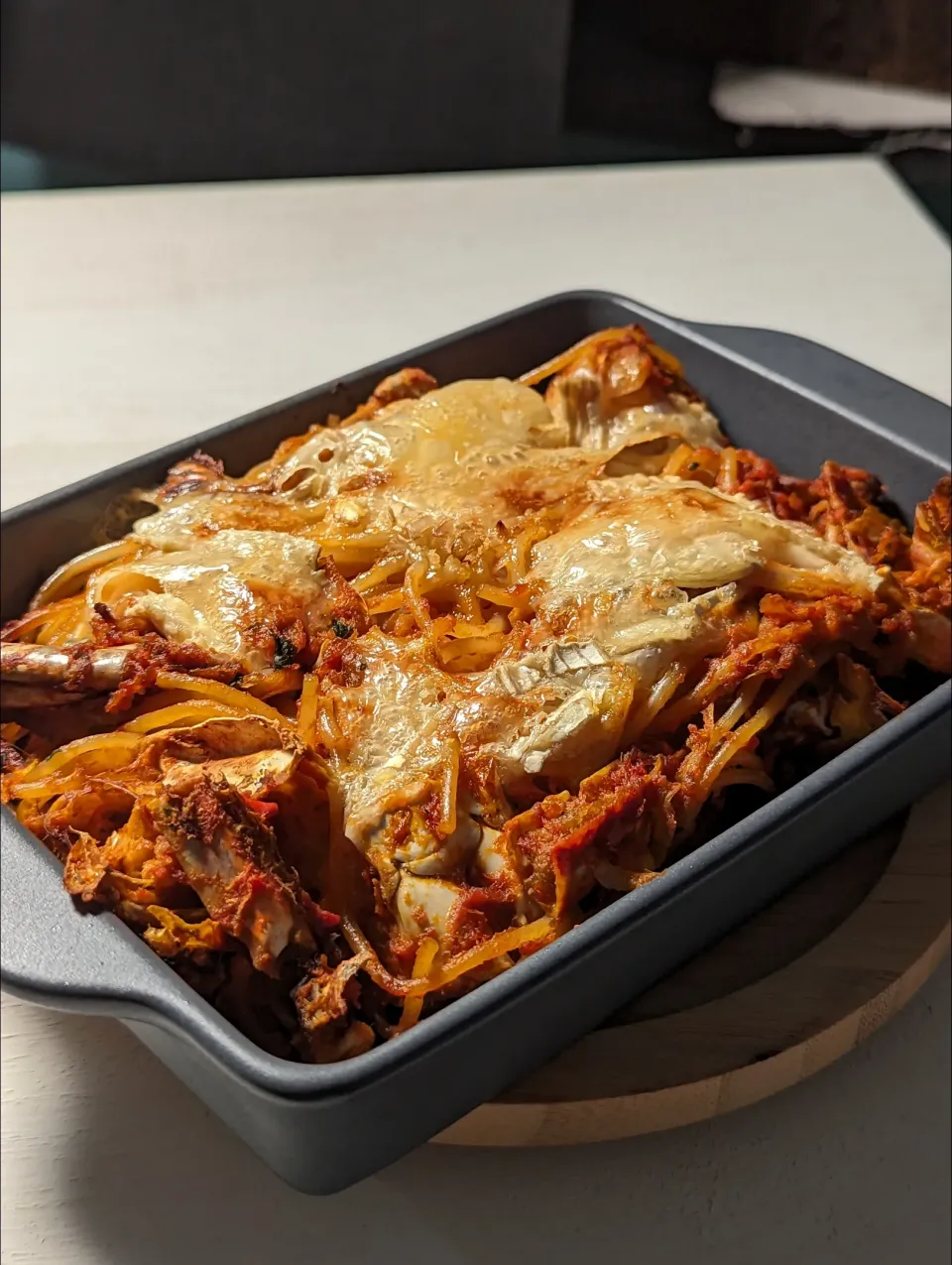 カニのトマトクリームパスタ　ブリー焼き|ぶりてりあさん