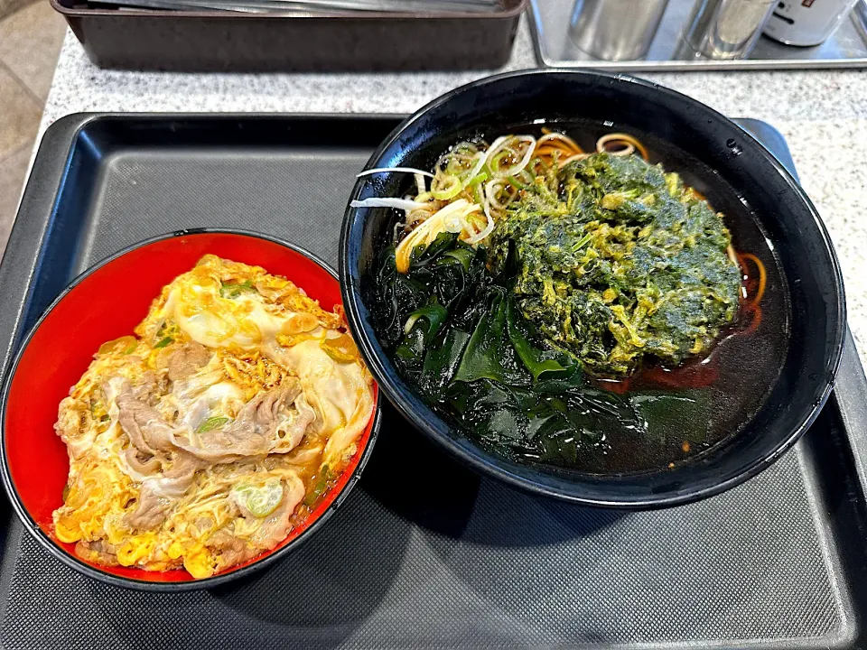 ミニ豚ネギ玉丼セットに春菊天|マハロ菊池さん