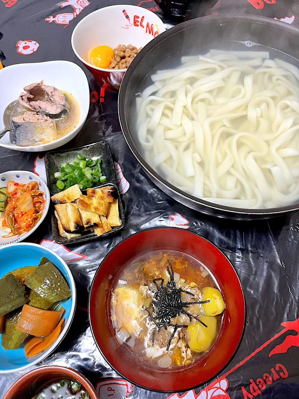 山形の郷土料理　ひっぱりうどん風　と揚げ出し豆腐|もーやんさん