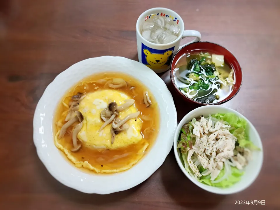 2023年9月9日の晩ご飯
和風オムライス
スパイスチキンのサラダ
豆腐とわかめのかきたま汁
焼酎水割り|ソラ♂のご飯さん