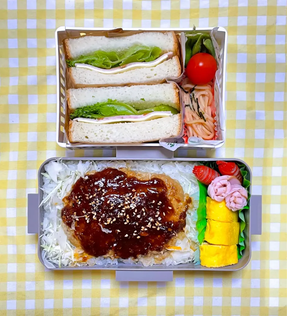 Snapdishの料理写真:姉&弟弁当|さくらんぼさん