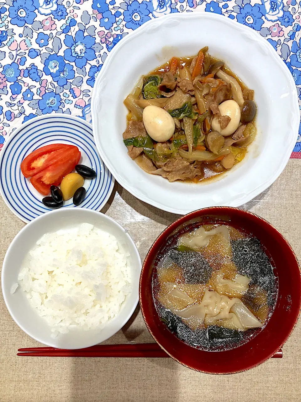 中華丼とワンタンスープ|おしゃべり献立さん