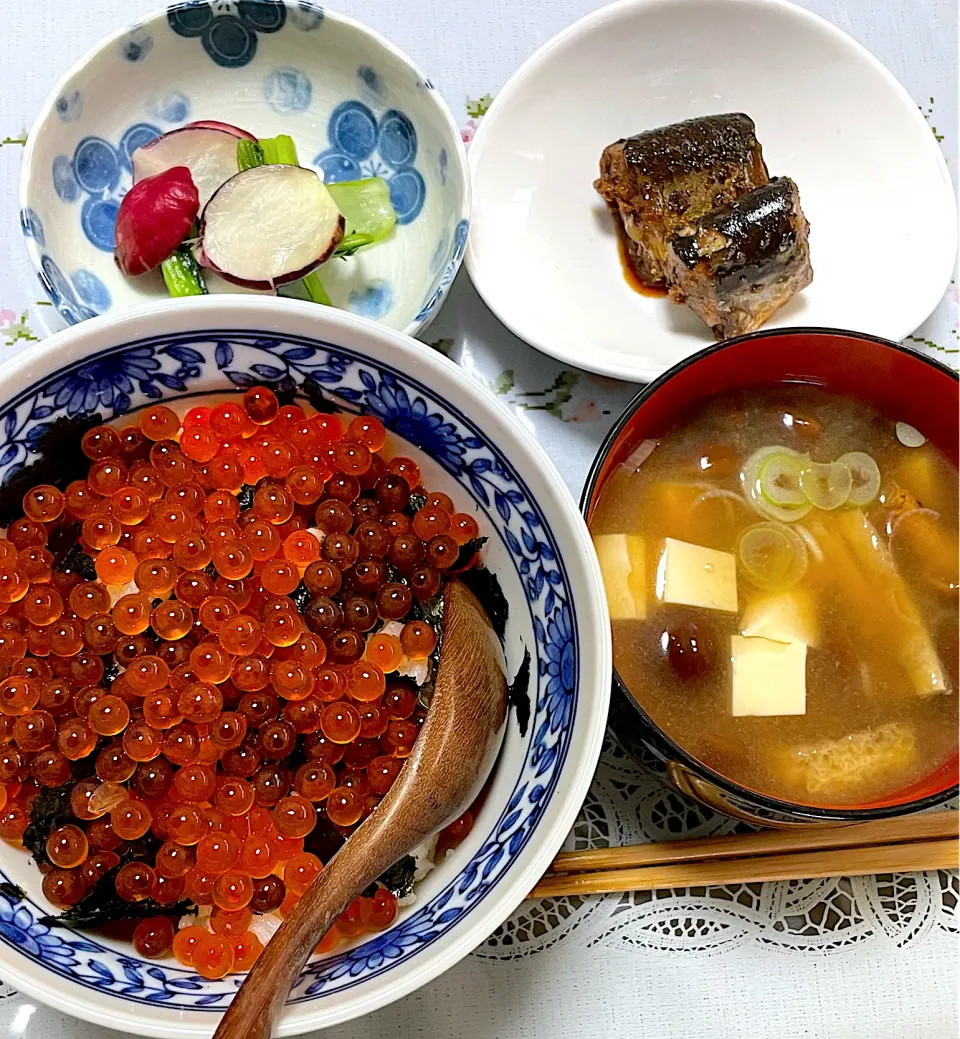 秋の晩御飯   イクラ丼|つるひめさん