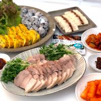 塩茹で豚(ポッサム)と塩豆腐