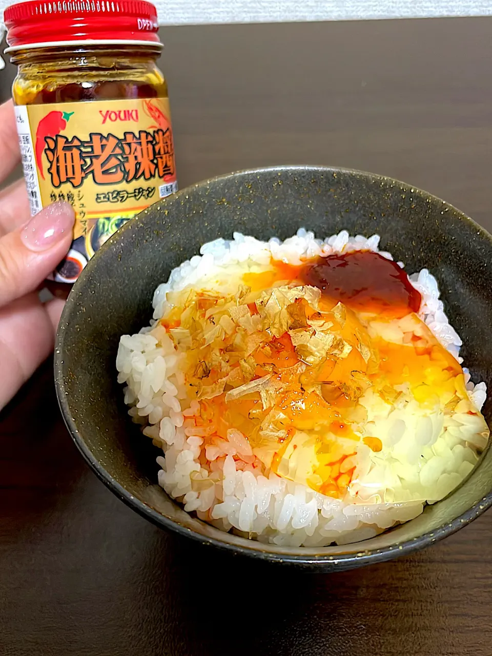 Snapdishの料理写真:海老ラージャンで卵かけご飯🍚❤️|ハルカさん