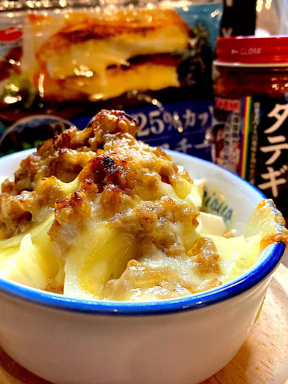 ピリ辛肉味噌と豆腐のグラタン|真珠きょうだいママさん