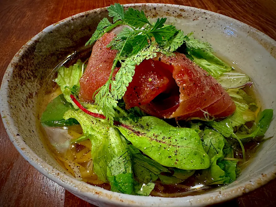 キハダマグロの洋風マリネそうめん|半田手延べそうめんの店 阿波や壱兆さん