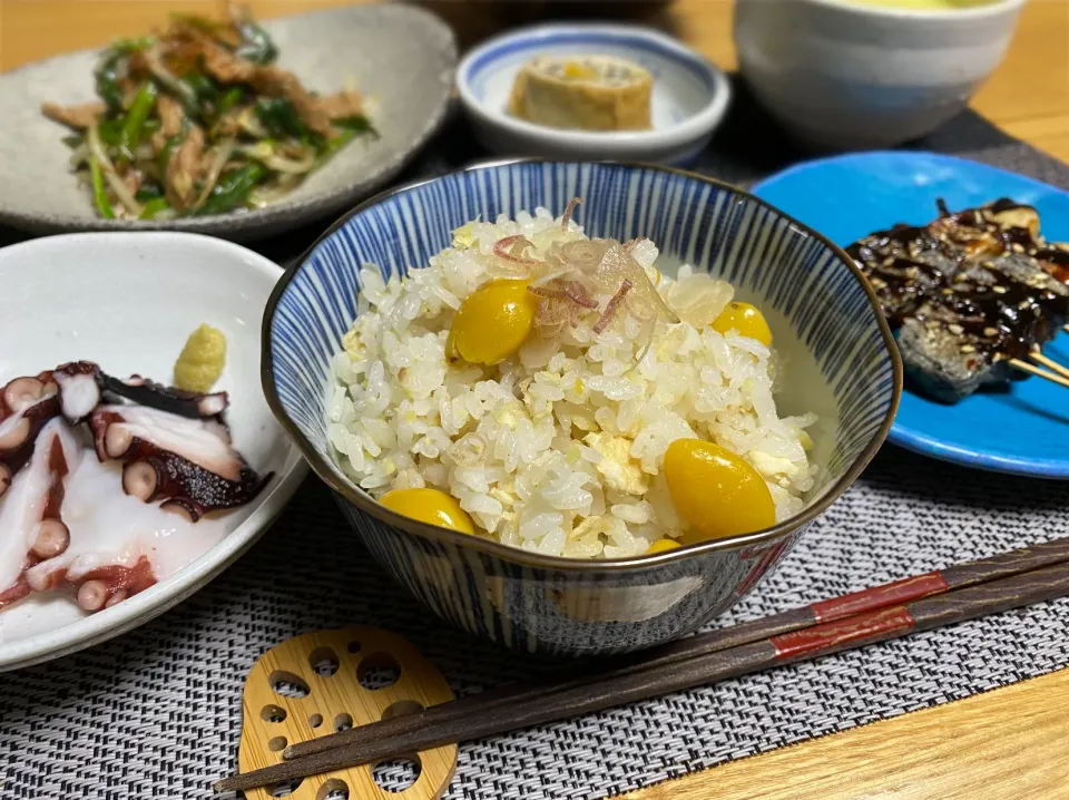 Snapdishの料理写真:銀杏と茗荷と新生姜の炊き込みご飯|sakurakoさん