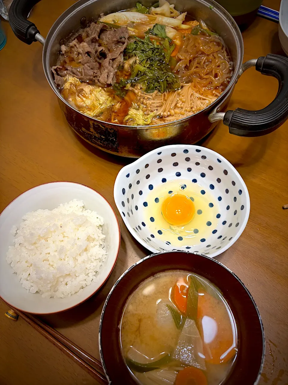 Snapdishの料理写真:すき焼きと鰯のつみれ汁|masaさん