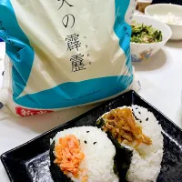 Snapdishの料理写真:鮭おにぎりと豚挽肉の甘辛煮おにぎり|くまおさん