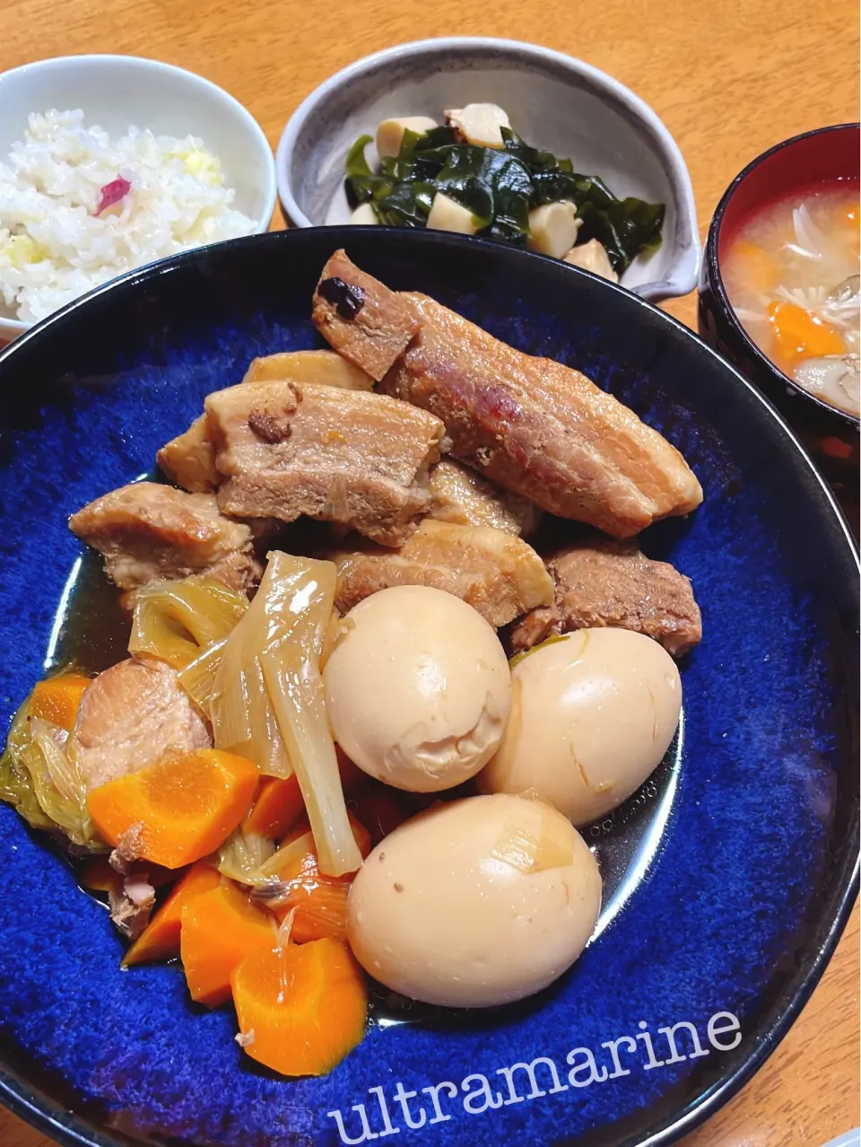 Snapdishの料理写真:＊さつまいもご飯、豆豉と八角で台湾風角煮♪＊|ultramarineさん