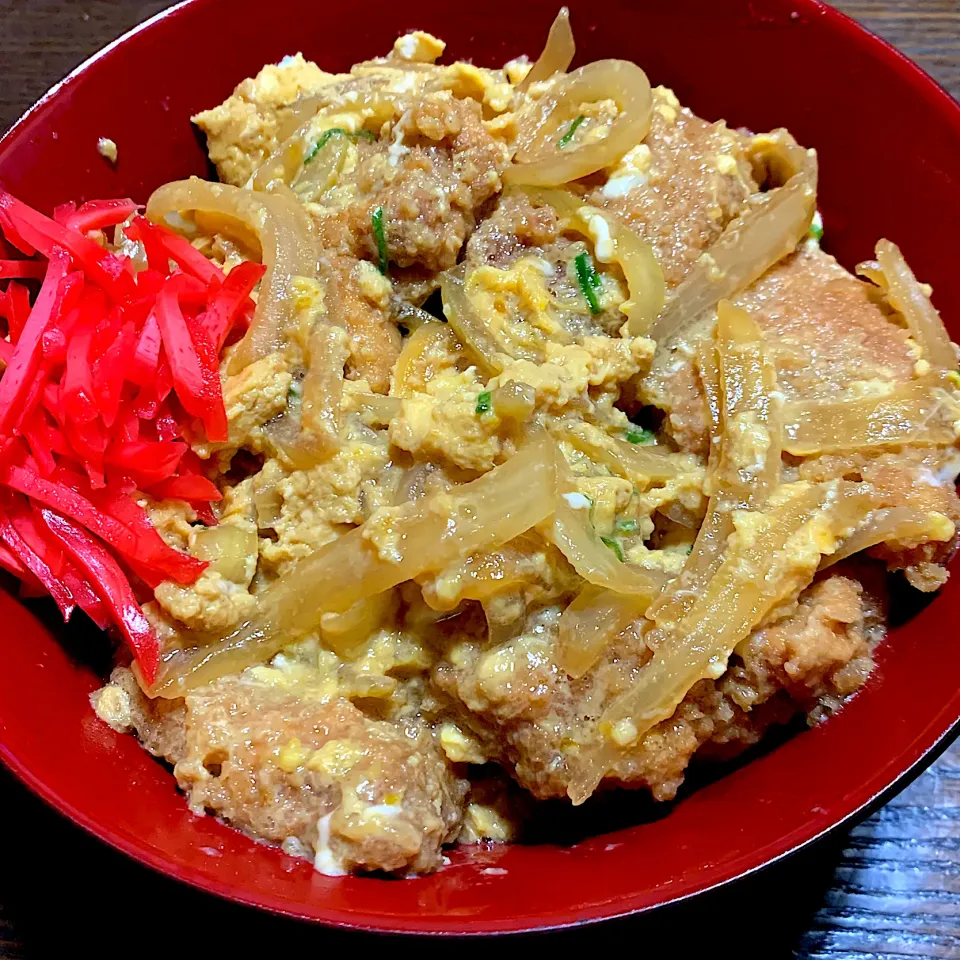 昨夜のミニとんかつのあまりでカツ丼に。|きよっさんさん