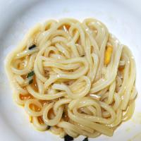 松茸のお吸い物で釜玉うどん