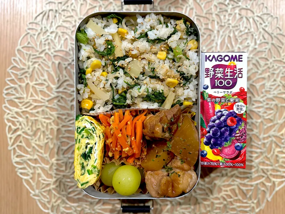 娘弁当『わさび菜の混ぜごはん』|dra-kichiさん