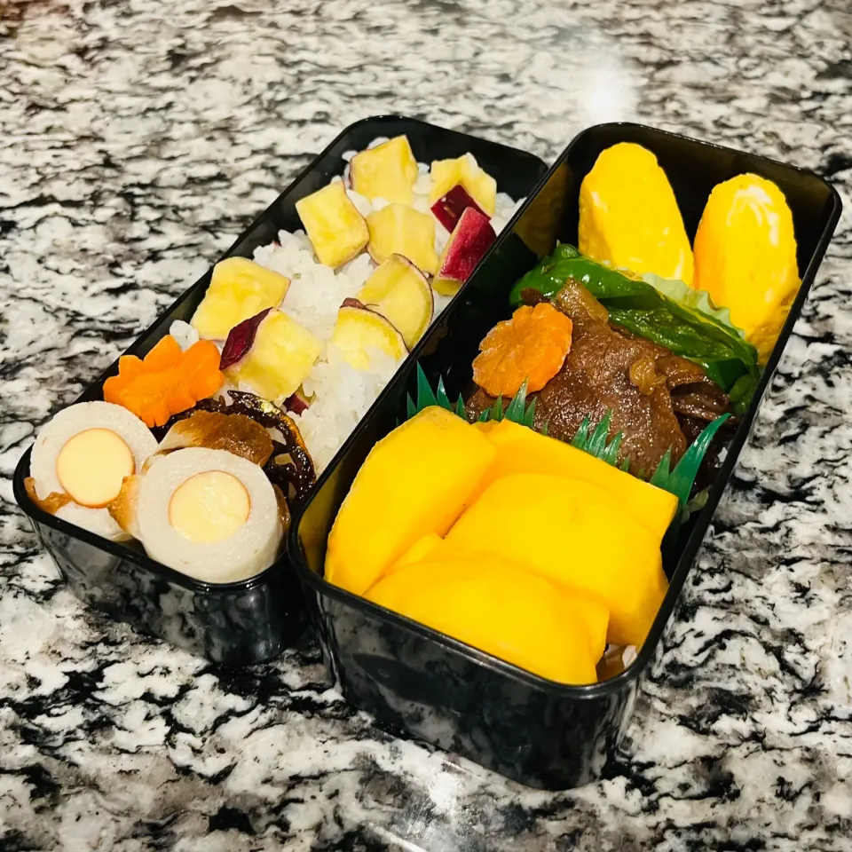 さつまいもご飯と仙台牛の時雨煮弁当🍁黒毛和牛🐃|アッコちゃん✨さん