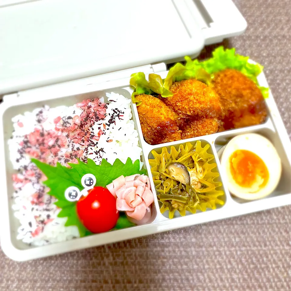 LJK弁当🍱〜カボチャコロッケ・煮玉子・水菜の炊いたん・花ハム|華恋さん