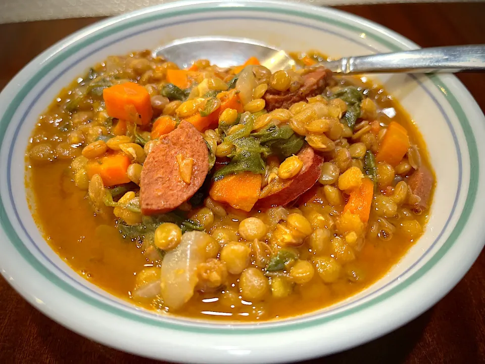 Lentils and Louisiana Hot-link sausage soup|Laki Maikaʻiさん