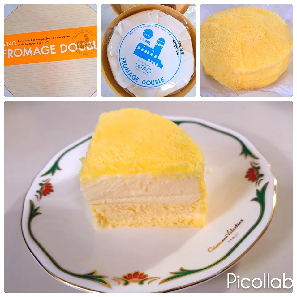 FROMAGE DOUBLE🎂頂きもの😊
ルタオのベイクドチーズとレアチーズムース2層のチーズケーキ
２つのチーズが絶妙なバランスで凄く美味しかったです😌💓|no-noさん