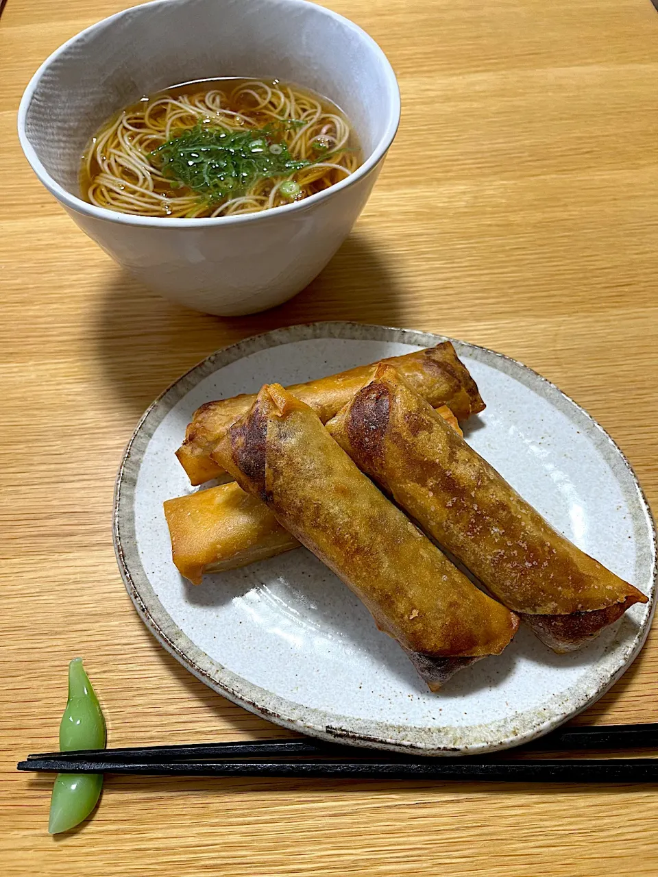 今日のお昼ごはん~中華そば風にゅうめん、春巻き~|ゆかｕさん