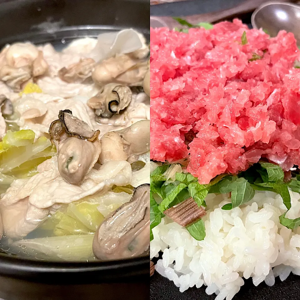 カキの白菜鍋、マグロすき身丼|なお🅿️さん