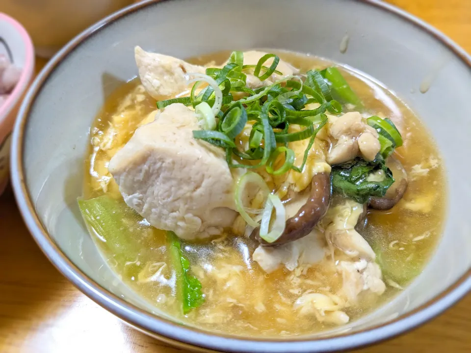 鶏むね肉と小松菜のふわたまあんかけ🥚|きなこもちさん