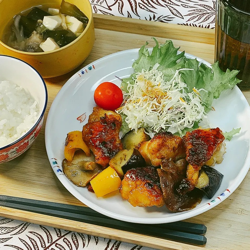 鶏むね肉と茄子の甘酢炒め|アスママさん