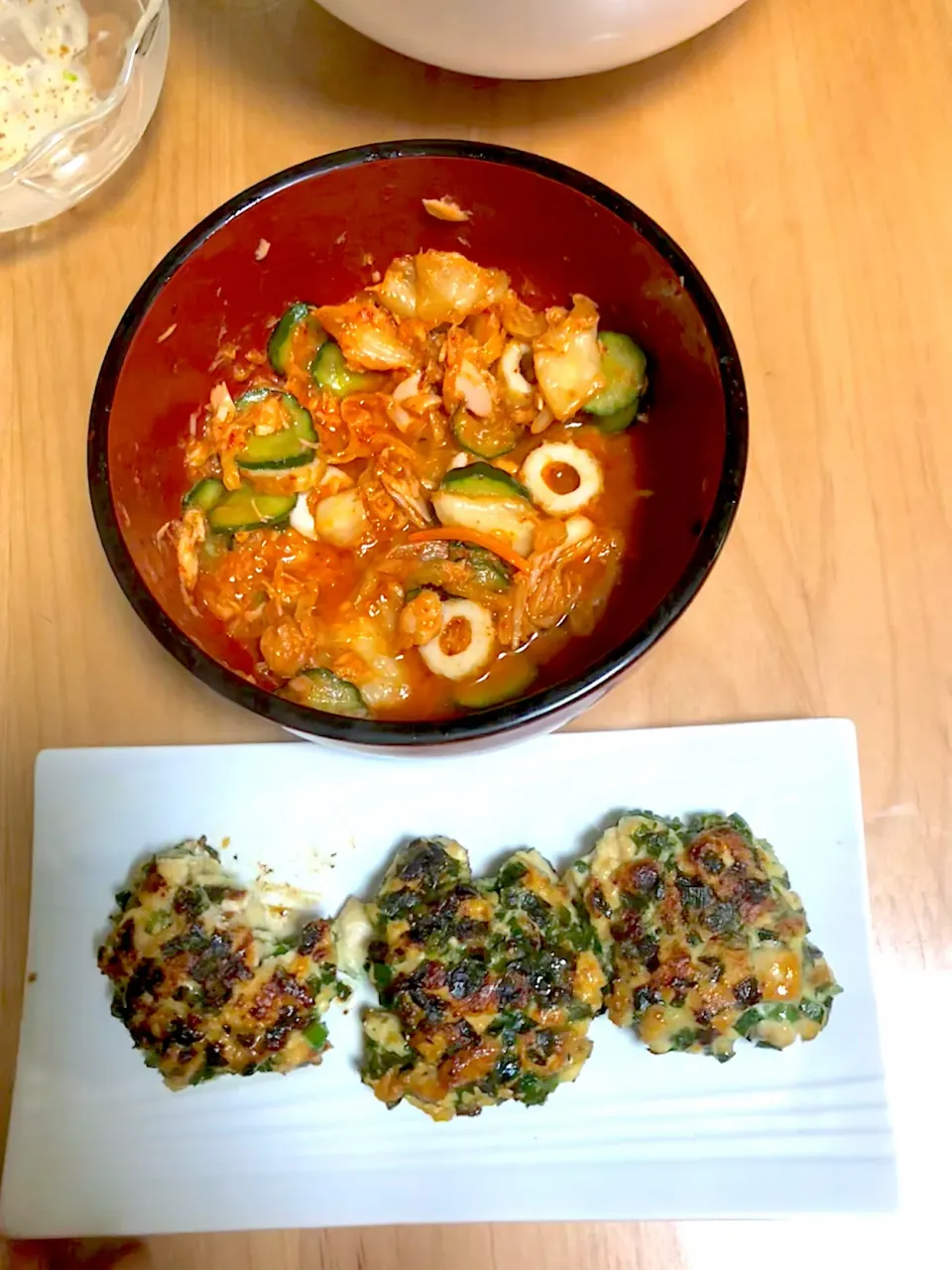 鶏むね肉とニラの餃子風　簡単ツナキムチ|ぷじょるさん