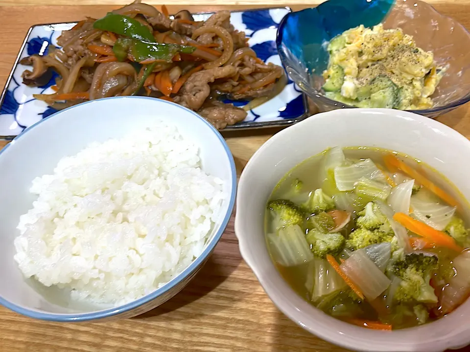 牛バラ肉と野菜炒め、さつまいもとポテトのサラダ、ポトフ|caoさん