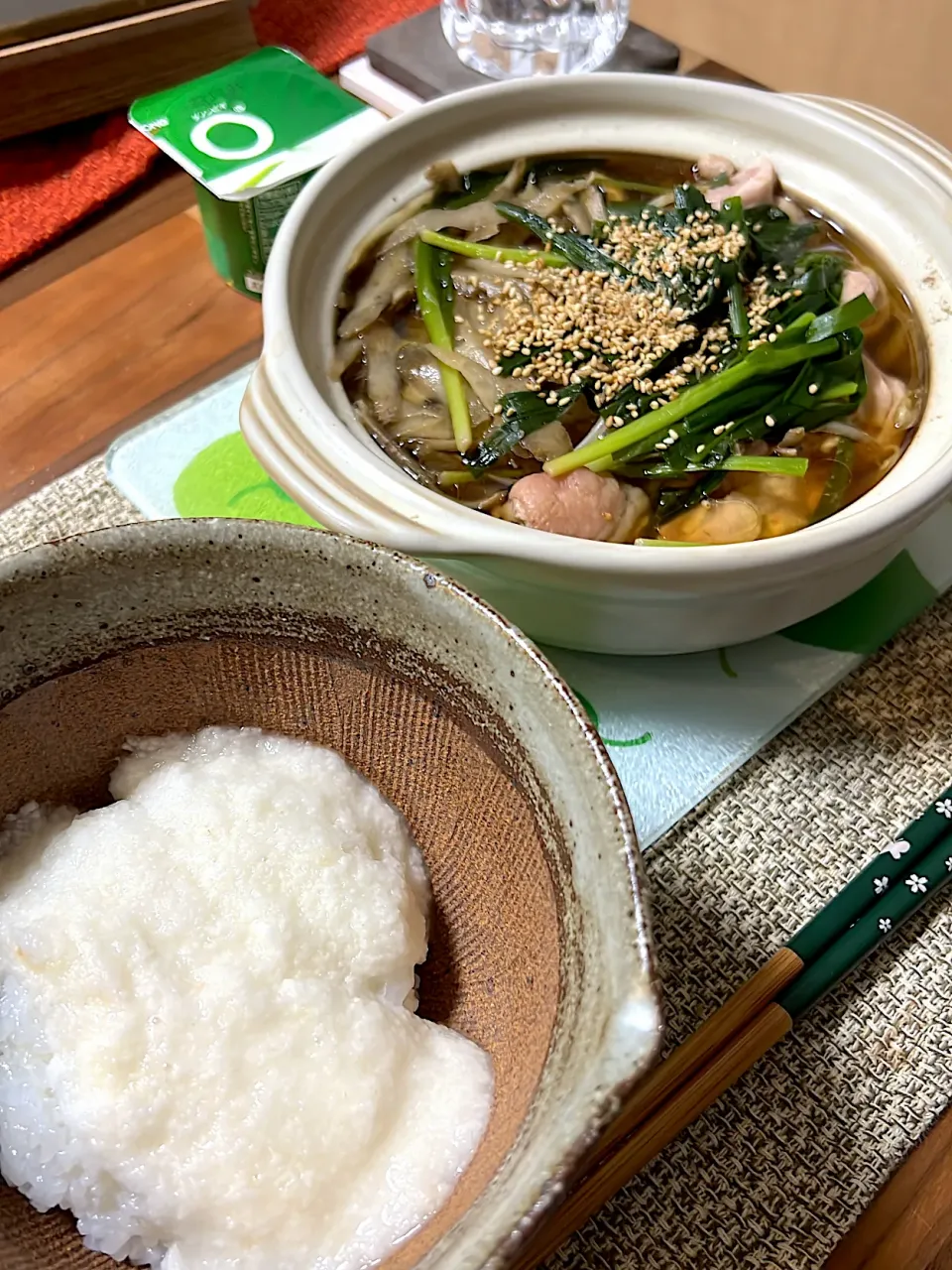 Snapdishの料理写真:とろろごはん　鶏肉鍋|くろさん