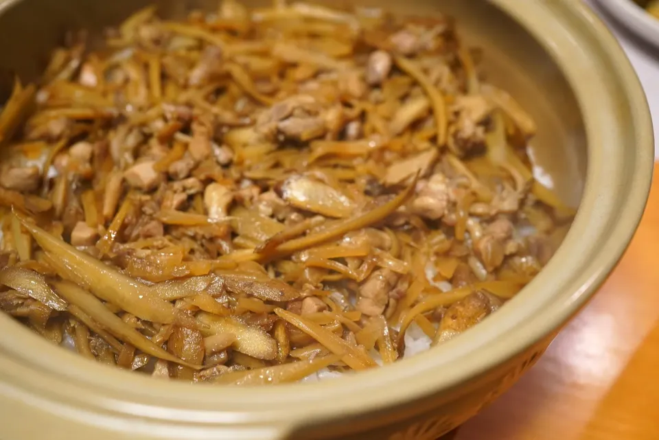 Snapdishの料理写真:ごぼうと鶏肉の炊き込みご飯|cookingパパ五郎さん