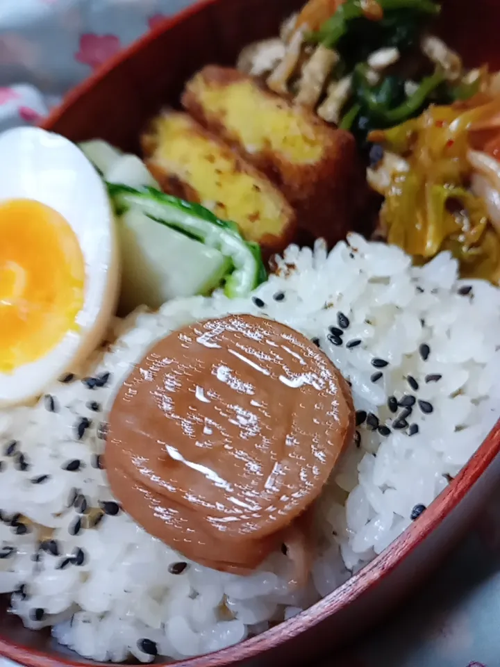 Snapdishの料理写真:高校生男子曲げわっぱ弁当|JUNさん