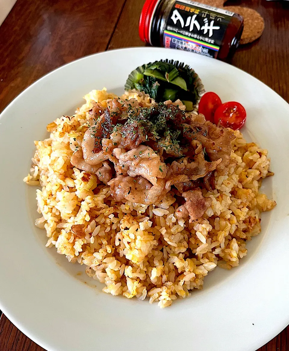 ランチ♯たまごチャーハン♯豚肉オイスター炒め♯タテギ♯ユウキ食品|小松菜さん