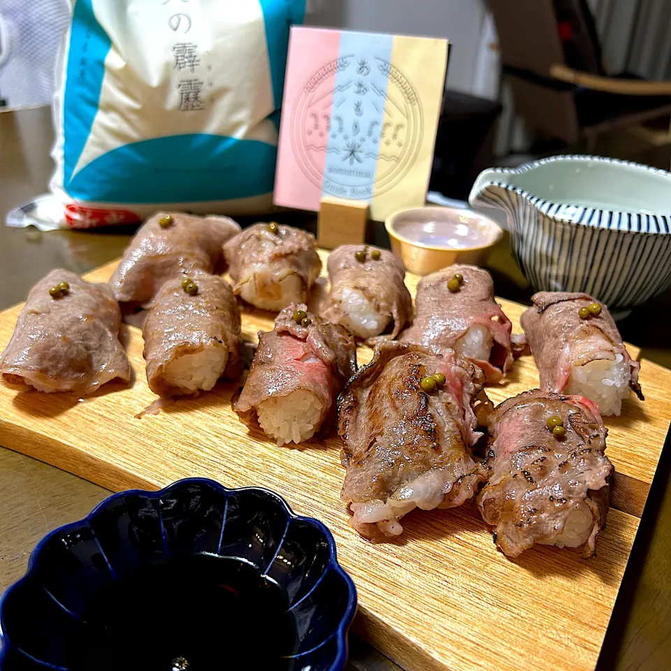 ナガマンさんの料理 肉寿司【青天の霹靂】|ナガマンさん