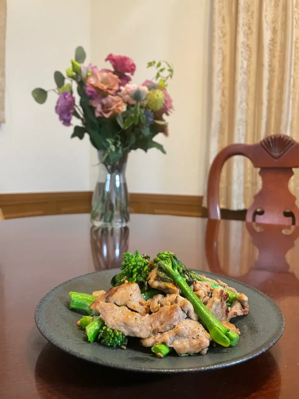 アンチョビ菜と豚肉のソテー　隠し味にわさび風味こんぶ茶|m’chinさん