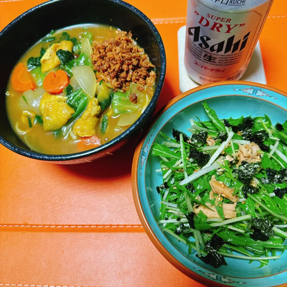 カレー麺
水菜とツナのチョレギサラダ|naoさん