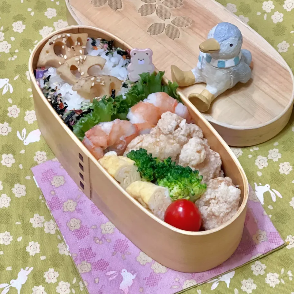 鶏モモ塩唐揚げ☘️の💙ちゃんお弁当　11/15水|sweet homeさん