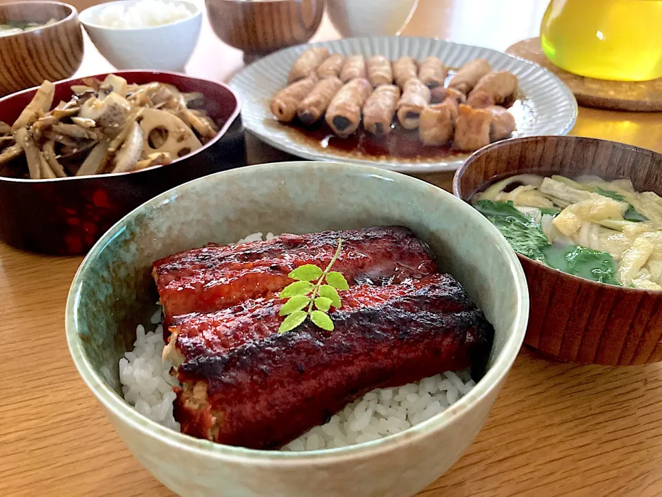 ＊鰻丼、肉巻き、きんぴら、お吸い物ランチ＊|＊抹茶＊さん