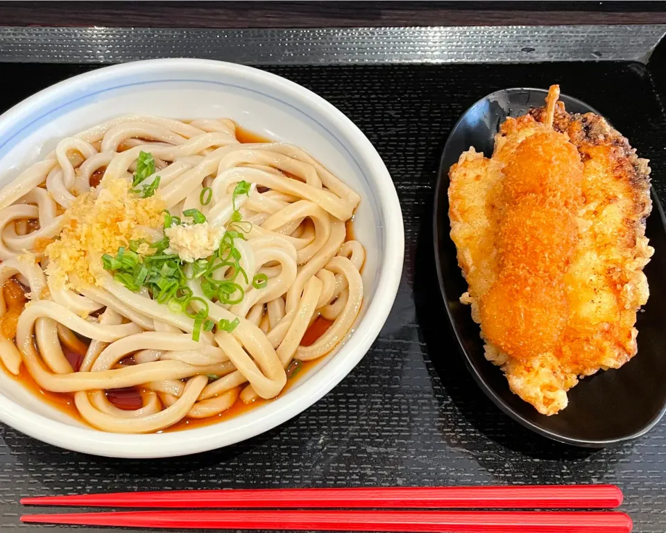 ぶっかけ温とかしわ天とうずら卵のフライ　高松空港のはやし家|かおるさん