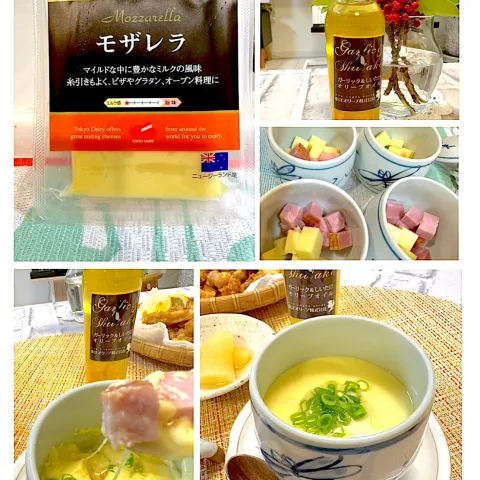 「東京デーリーカットタイプチーズ9種」を使ってみたSnapdishの料理・レシピ写真:洋風茶碗蒸し＆ガーリック＆しいたけオリーブオイル🫒がけ