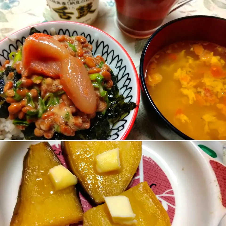 Snapdishの料理写真:納豆明太子飯|うたかた。さん